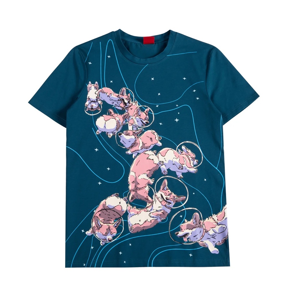 Bibisama Space Corgi T Shirt Kawaii Graphic Print
